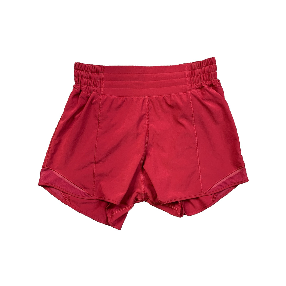 Lululemon Shorts Women 4 Sangria Hotty Hot High Rise Lined Mesh Panel Reflective